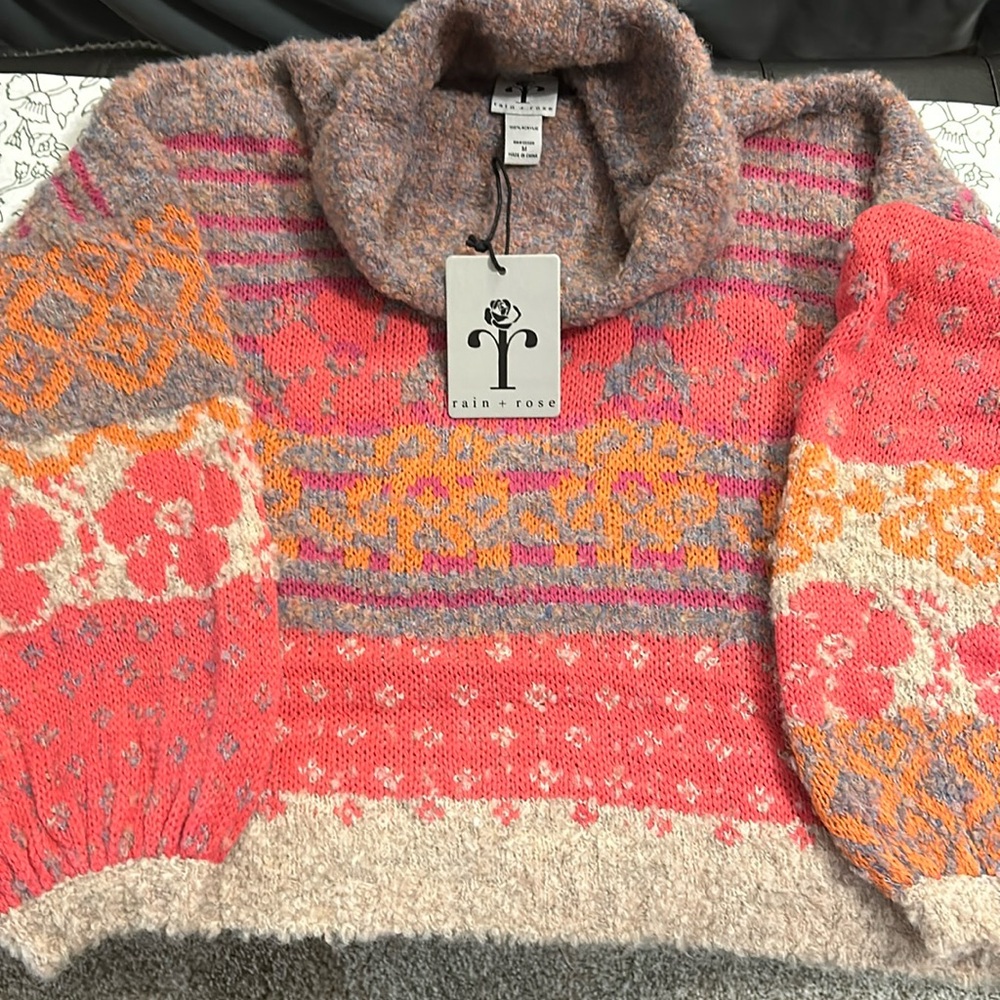 NWT rain + rose multi-colored sweater